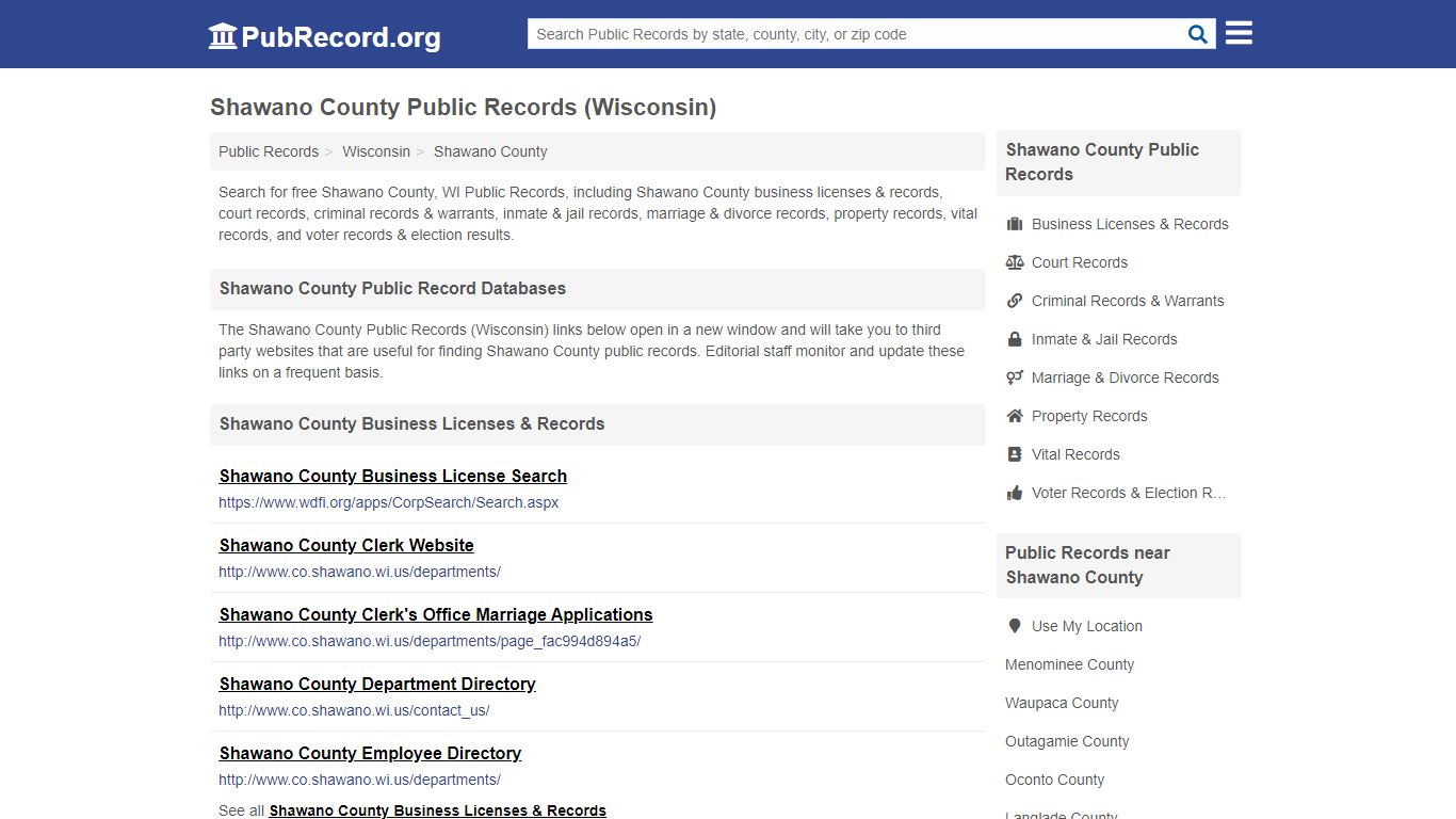 Shawano County Public Records (Wisconsin) - pubrecord.org